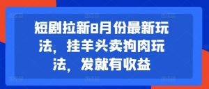 短剧拉新8月份最新玩法,挂羊头卖狗肉玩法,发就有收益-网创项目总站