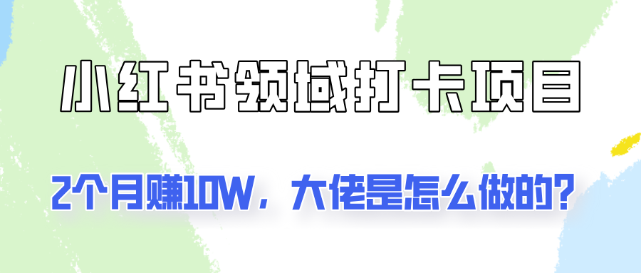 通过小红书领域打卡项目2个月赚10W，大佬是怎么做的？-网创项目总站