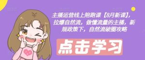 主播运营线上陪跑课【8月新课】，拉爆自然流，做懂流量的主播，新规政策下，自然流破圈攻略-网创项目总站