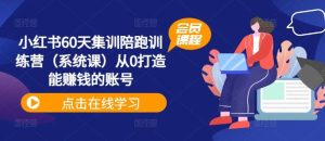 小红书60天集训陪跑训练营（系统课）从0打造能赚钱的账号-网创项目总站