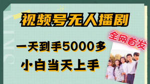 视频号无人播剧拉爆流量不违规,一天到手5000多,小白当天上手-网创项目总站