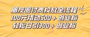 朋友圈高效付费投放全流程，100元撬动500+创业粉，日引流300加精准创业粉-网创项目总站