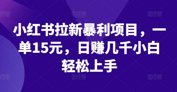 小红书拉新暴利项目，一单15元，日赚几千小白轻松上手-网创项目总站