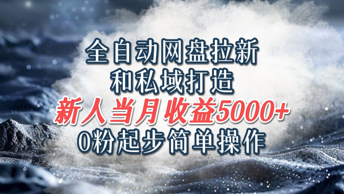 全自动网盘拉新和私域打造，0粉起步简单操作，新人入门当月收益5000以上-网创项目总站