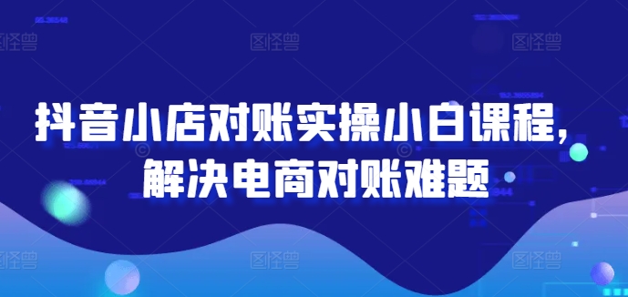 抖音小店对账实操小白课程，解决电商对账难题-网创项目总站