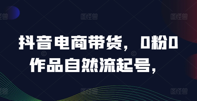抖音电商带货，0粉0作品自然流起号，热销20多万人的抖音课程的经验分享-网创项目总站