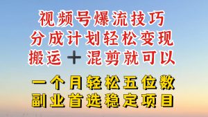 视频号分成最暴力赛道，几分钟出一条原创，最强搬运+混剪新方法，谁做谁爆-网创项目总站