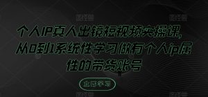 个人IP真人出镜短视频实操课，从0到1系统性学习做有个人ip属性的带货账号-网创项目总站