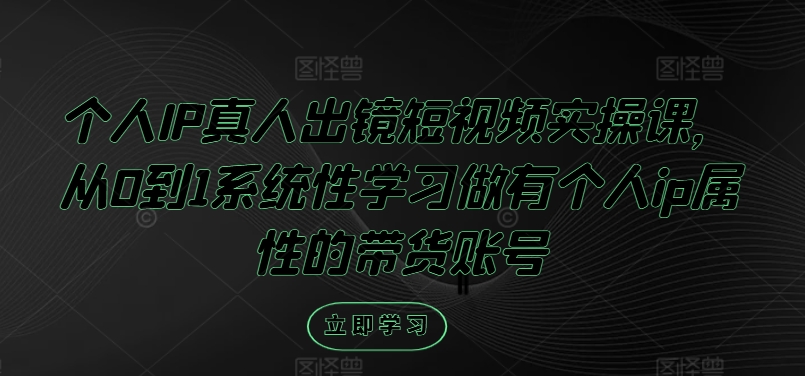 个人IP真人出镜短视频实操课，从0到1系统性学习做有个人ip属性的带货账号-网创项目总站
