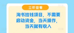 淘书捡钱项目，不需要启动资金，当天操作，当天就有收入-网创项目总站
