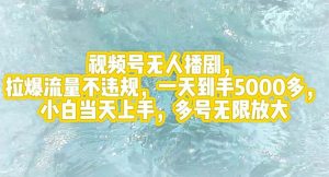 （12166期）视频号无人播剧，拉爆流量不违规，一天到手5000多，小白当天上手，多号…-网创项目总站