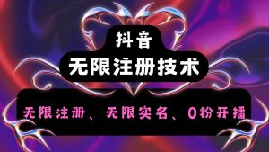 抖音无限实名技术2.0，一个身分证可以实名无数个抖音，几分钟一个自己看教程操作-网创项目总站