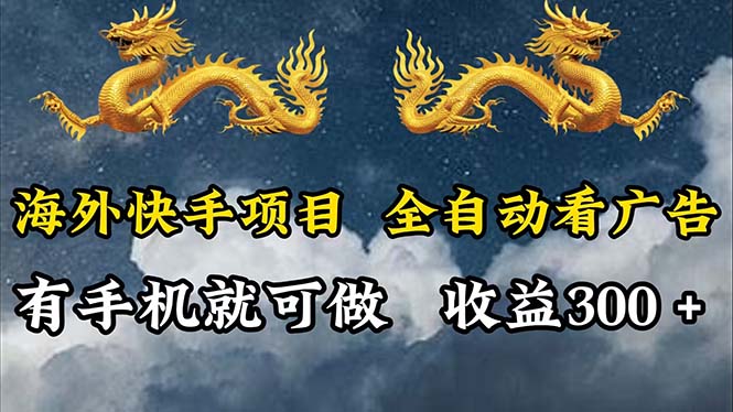 （12175期）海外快手项目，利用工具全自动看广告，每天轻松 300+-网创项目总站