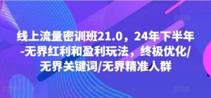 线上流量密训班21.0，24年下半年-无界红利和盈利玩法，终极优化/无界关键词/无界精准人群-网创项目总站
