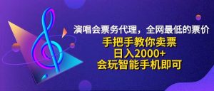 （12206期）演唱会低价票代理，小白一分钟上手，手把手教你卖票，日入2000+，会玩…-网创项目总站