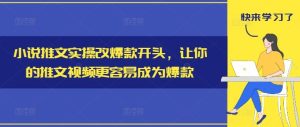 小说推文实操改爆款开头，让你的推文视频更容易成为爆款-网创项目总站