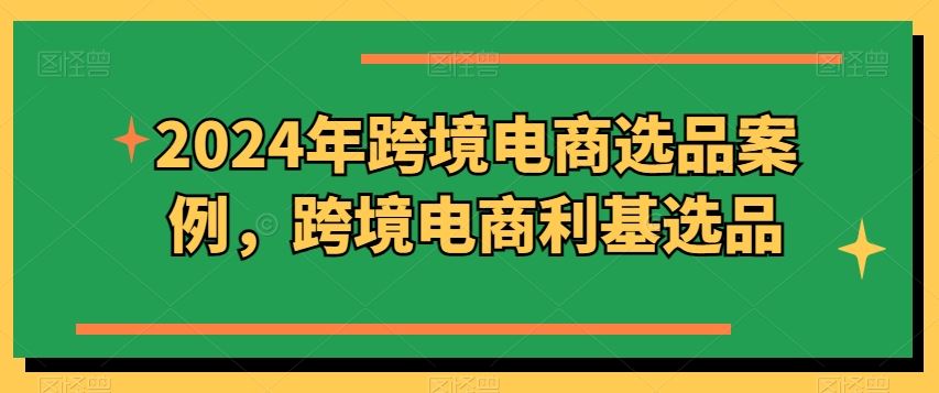 2024年跨境电商选品案例，跨境电商利基选品（更新）-网创项目总站