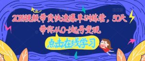 2024视频带货快速爆单训练营，30天带你从0-1起号变现-网创项目总站