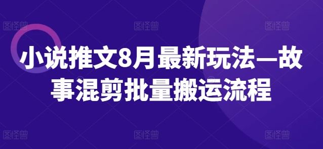 小说推文8月最新玩法—故事混剪批量搬运流程-网创项目总站