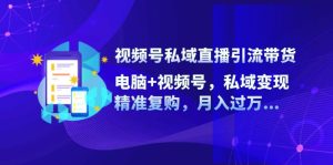 （12249期）视频号私域直播引流带货：电脑+视频号，私域变现，精准复购，月入过万…-网创项目总站