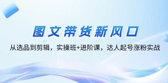 （12306期）图文带货新风口：从选品到剪辑，实操班+进阶课，达人起号涨粉实战-网创项目总站