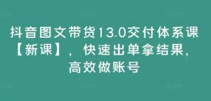 抖音图文带货13.0交付体系课【新课】，快速出单拿结果，高效做账号-网创项目总站