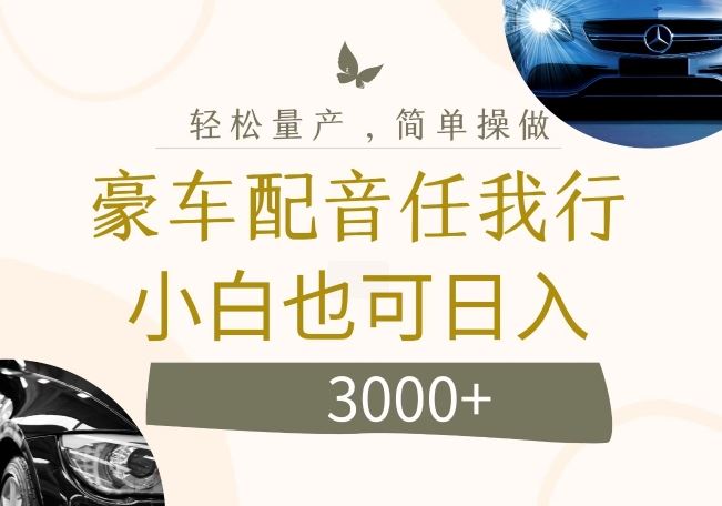 不为人知的暴力小项目，豪车配音，日入几张【揭秘】-网创项目总站