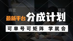 （12349期）风口项目，最新平台分成计划，可单号 可矩阵单号轻松月入10000+-网创项目总站