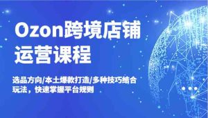 Ozon跨境店铺运营课程，选品方向/本土爆款打造/多种技巧结合玩法，快速掌握平台规则-网创项目总站