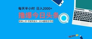 （12401期）撸今日头条，单号日入2000+可矩阵放大-网创项目总站