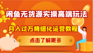 闲鱼无货源实操高端玩法，月入过万精细化运营教程-网创项目总站