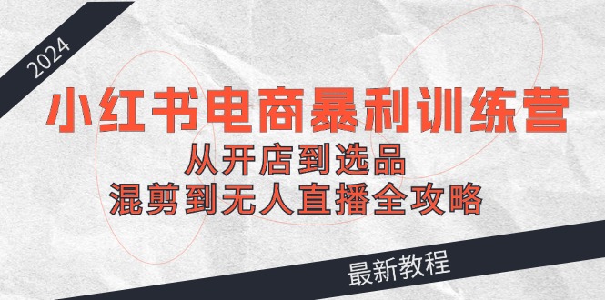 2024小红书电商暴利训练营：从开店到选品，混剪到无人直播全攻略-网创项目总站