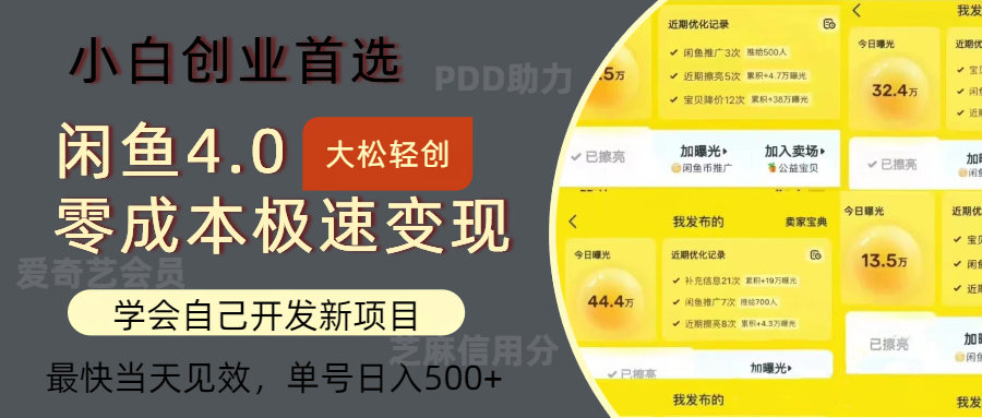 （12434期）闲鱼0成本极速变现项目，多种变现方式 单号日入500+最新玩法-网创项目总站