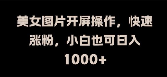 美女图片开屏操作，快速涨粉，小白也可日入1k【揭秘】-网创项目总站