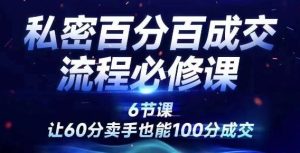 私密百分百成交流程线上训练营，绝对成交，让60分卖手也能100分成交-网创项目总站