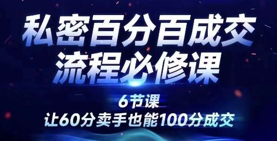 私密百分百成交流程线上训练营，绝对成交，让60分卖手也能100分成交-网创项目总站