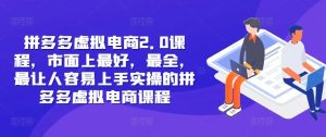 拼多多虚拟电商2.0项目，市面上最好，最全，最让人容易上手实操的拼多多虚拟电商课程-网创项目总站