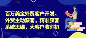 百万美金外贸客户开发，外贸主动获客，精准获客系统思维，大客户收割机-网创项目总站
