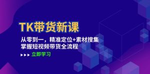 TK带货新课：从零到一，精准定位+素材搜集 掌握短视频带货全流程-网创项目总站
