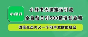小绿书无脑搬运引流，全自动日引500精准创业粉，微信生态内又一个闷声发财的机会【揭秘】-网创项目总站