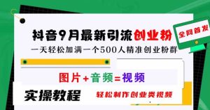 抖音9月最新引流创业粉，轻松制作创业类视频，一天轻松加满一个500人精准创业粉群【揭秘】-网创项目总站