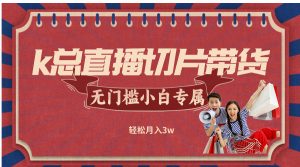 k总直播切片带货，无需授权，无门槛小白轻松月入3w-网创项目总站