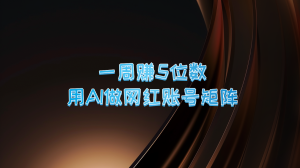 一周赚5位数，用AI做网红账号矩阵，现在的AI功能实在太强大了-网创项目总站
