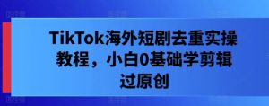 TikTok海外短剧去重实操教程，小白0基础学剪辑过原创-网创项目总站