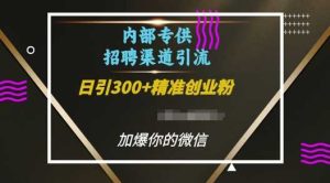 内部招聘渠道日引流300+创业粉，加爆你的微信【揭秘】-网创项目总站