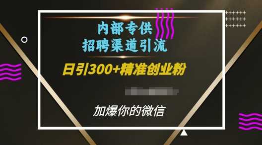 内部招聘渠道日引流300+创业粉，加爆你的微信【揭秘】-网创项目总站