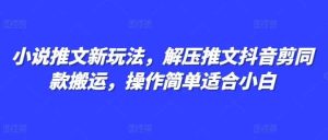 小说推文新玩法，解压推文抖音剪同款搬运，操作简单适合小白-网创项目总站