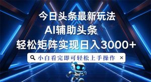 （13683期）今日头条最新玩法，思路简单，AI辅助，复制粘贴轻松矩阵日入3000+-网创项目总站