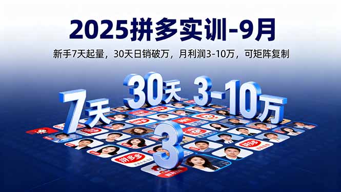 2025拼多多实训-9月：新手7天起量,30天日销破万,月利润3-10万,可矩阵复制-网创项目总站