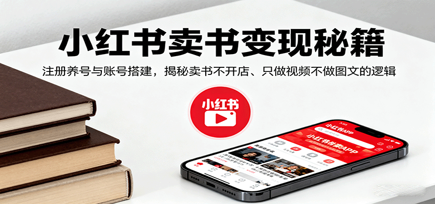 小红书卖书变现秘籍，注册养号与账号搭建，揭秘卖书不开店、只做视频不做图文的逻辑-网创项目总站